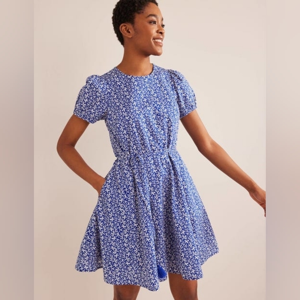 Boden | Blue and White‎ Patterned Dress